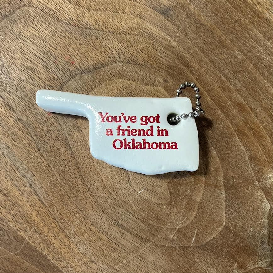 White You've Got a Friend in Oklahoma Floaty Keychain