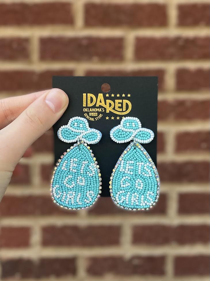 Turquoise Let's Go Girls Beaded Earrings