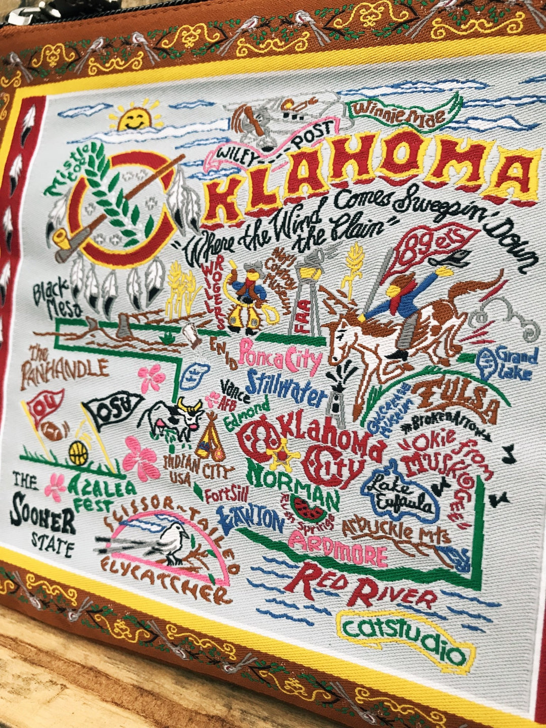 Oklahoma Embroidered Pouch
