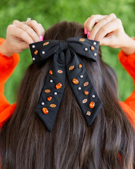Black OSU Bow Barrette