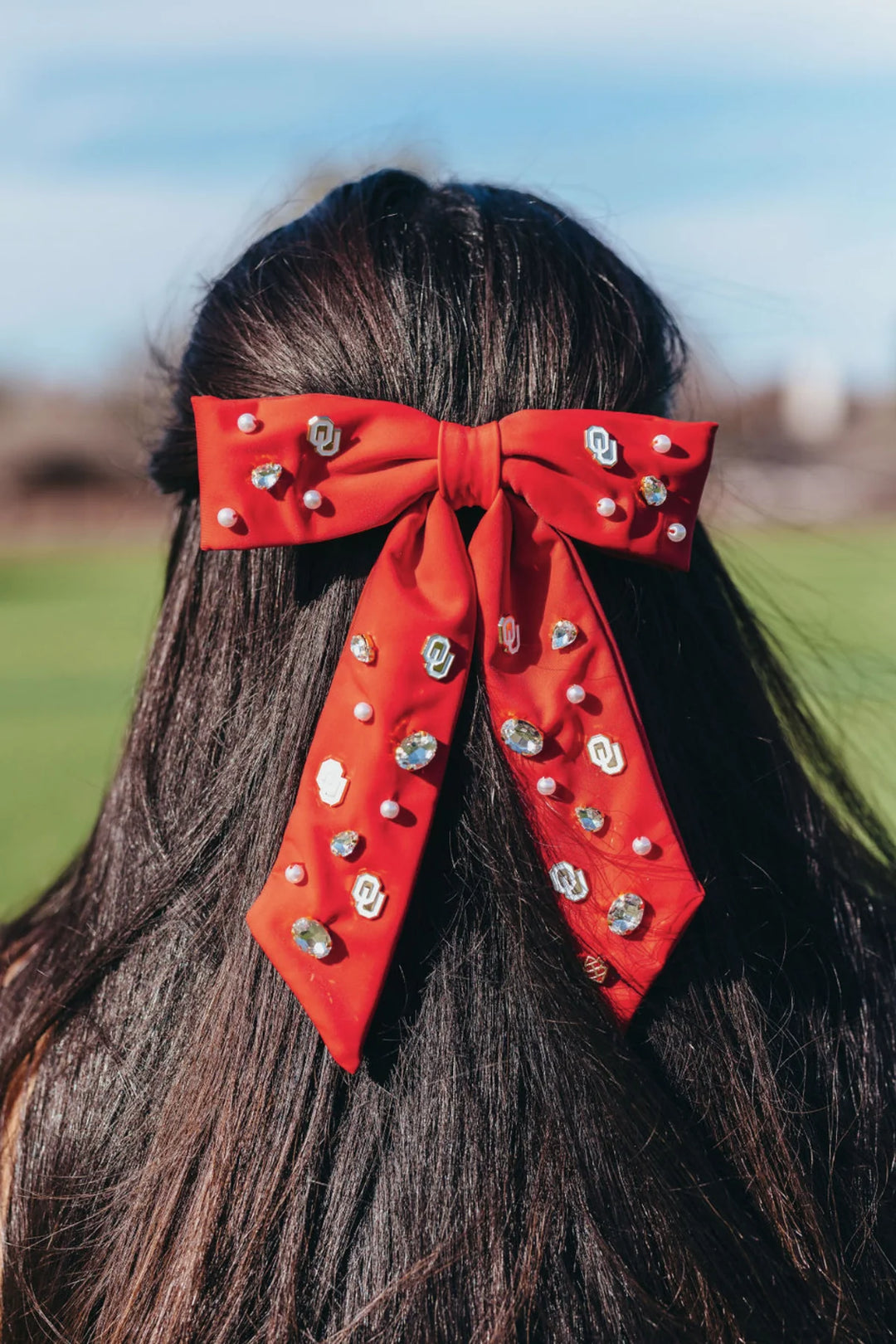 Crimson OU Bow Barrette