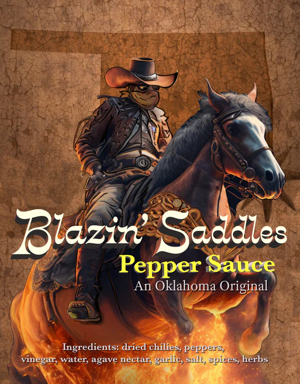 Blazin’ Saddles hot sauce, smoky and fiery gourmet condiment for tacos, burgers, and more