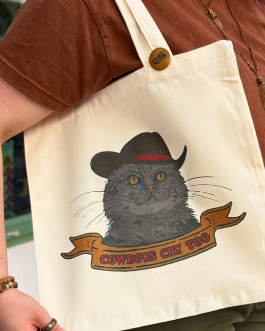 Cowboys Cry Too Cat Tote Bag