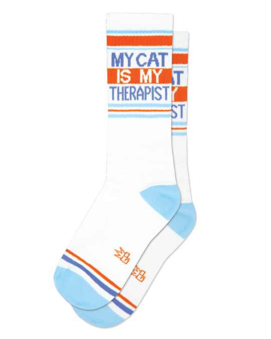 My Cat Is My Therapist Gym Socks
