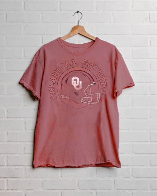 OU Sooners Helmet Crimson Tshirt