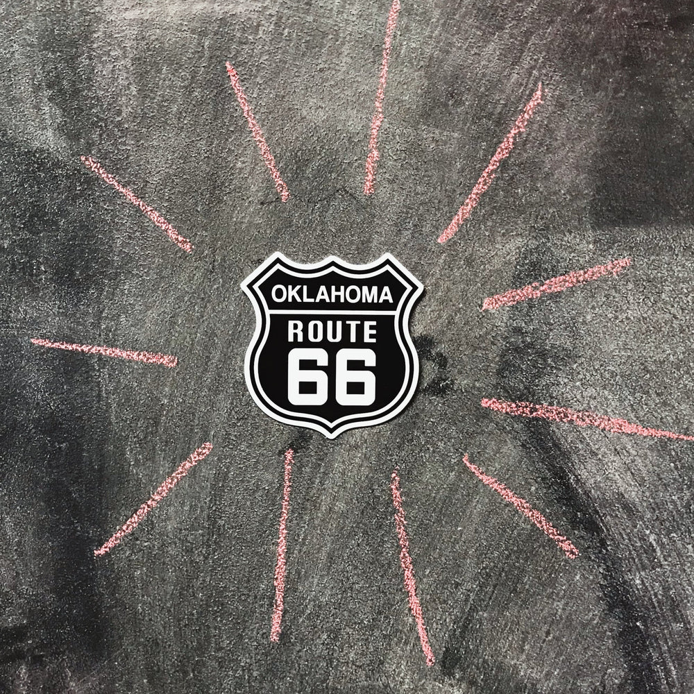 Souvenir sticker of Oklahoma Route 66 highway sign