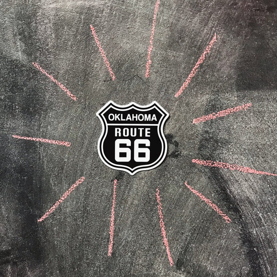 Souvenir sticker of Oklahoma Route 66 highway sign