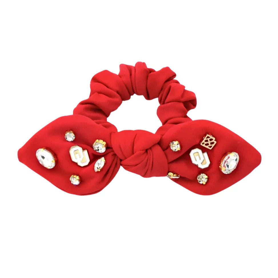 OU Crimson Bow Scrunchie