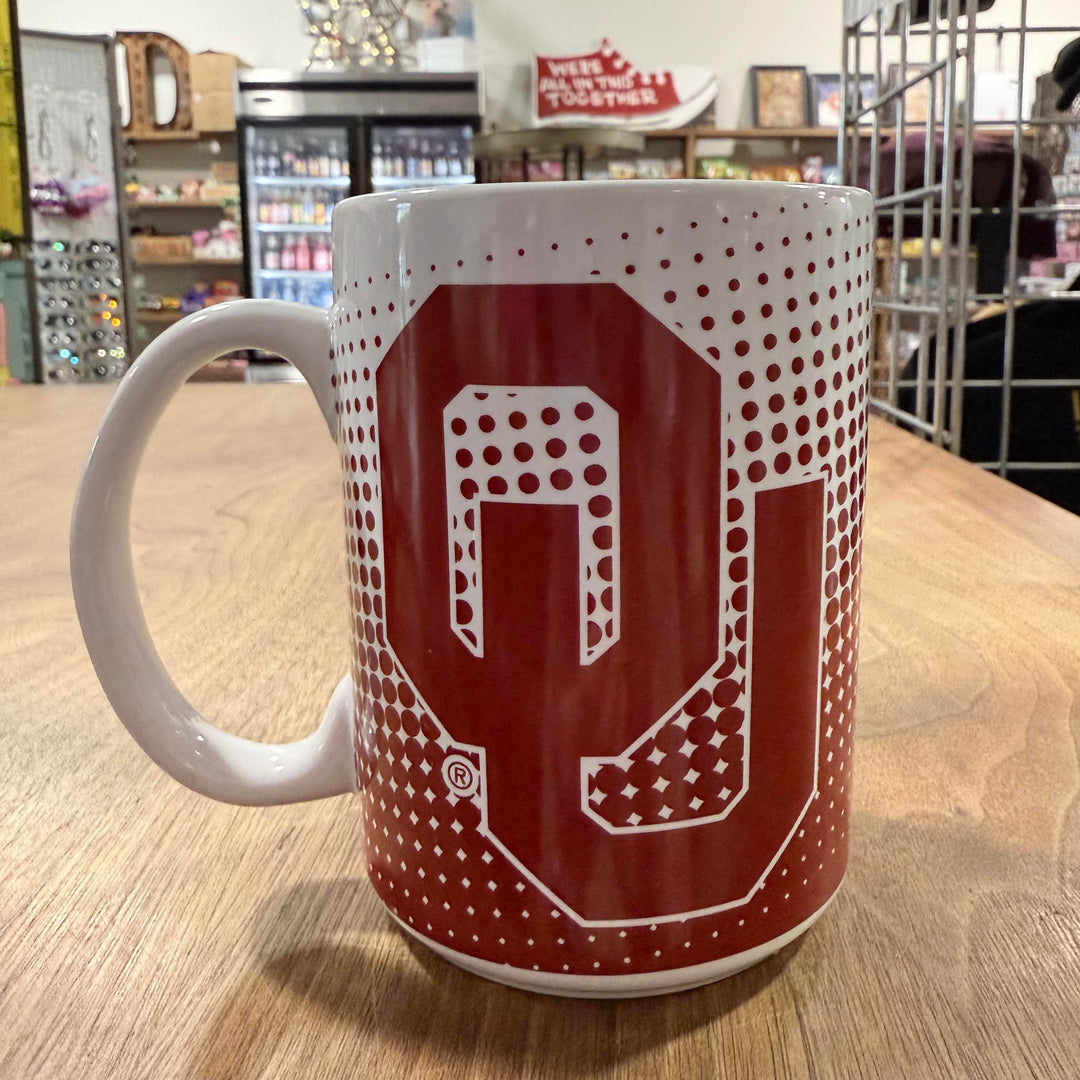 OU mug - back image of mug, great gift for Sooners fans