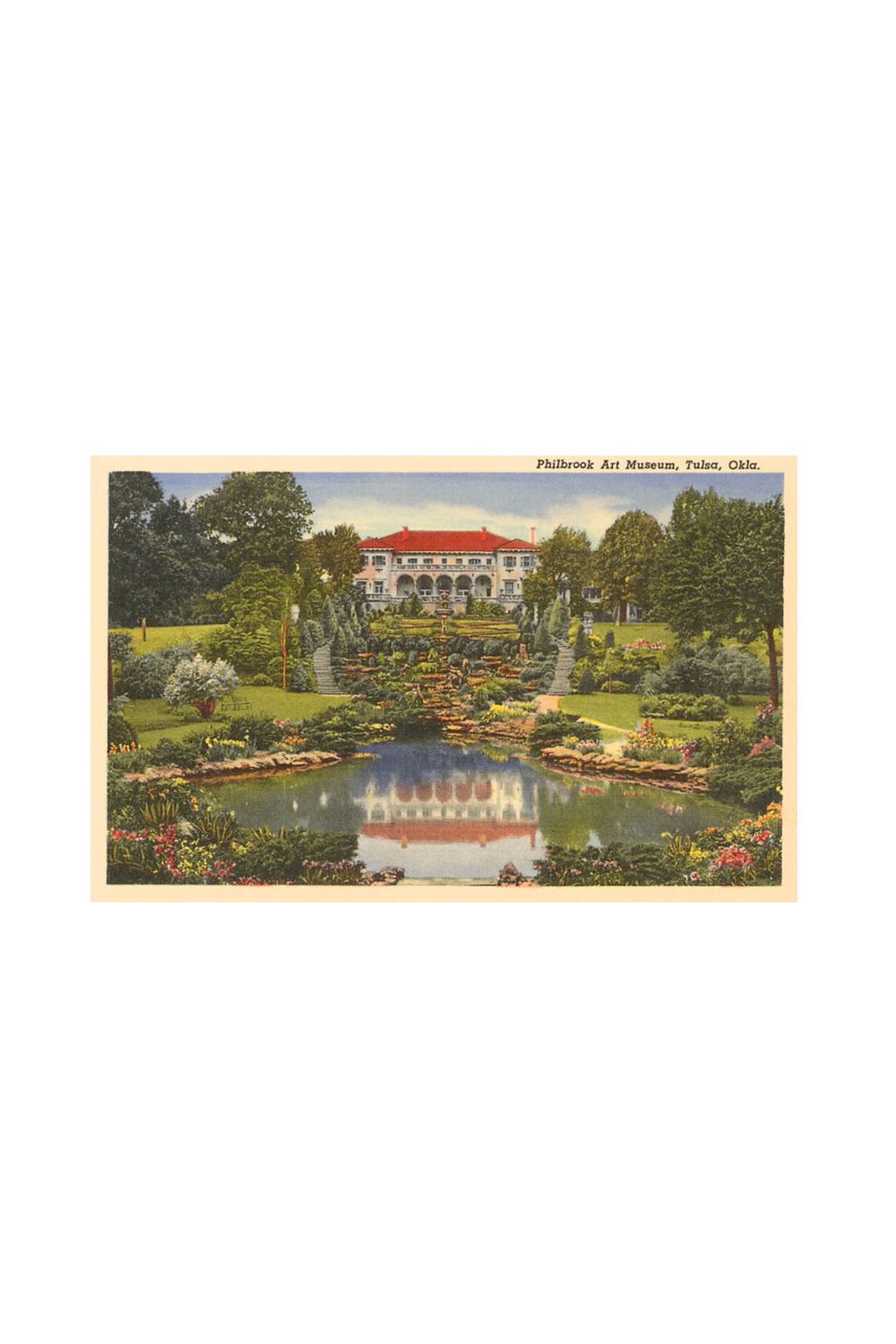 Fine art photograph of Villa Philbrook and gardens at the Philbrook Museum of Art in Tulsa, Oklahoma.