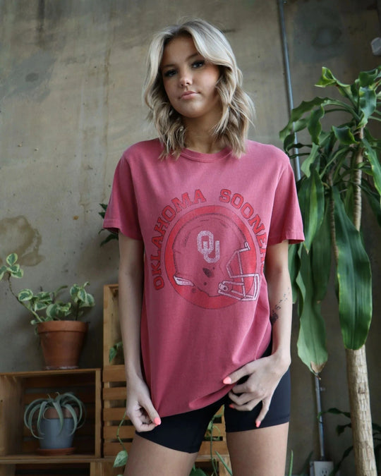 OU Sooners Helmet Crimson Tshirt