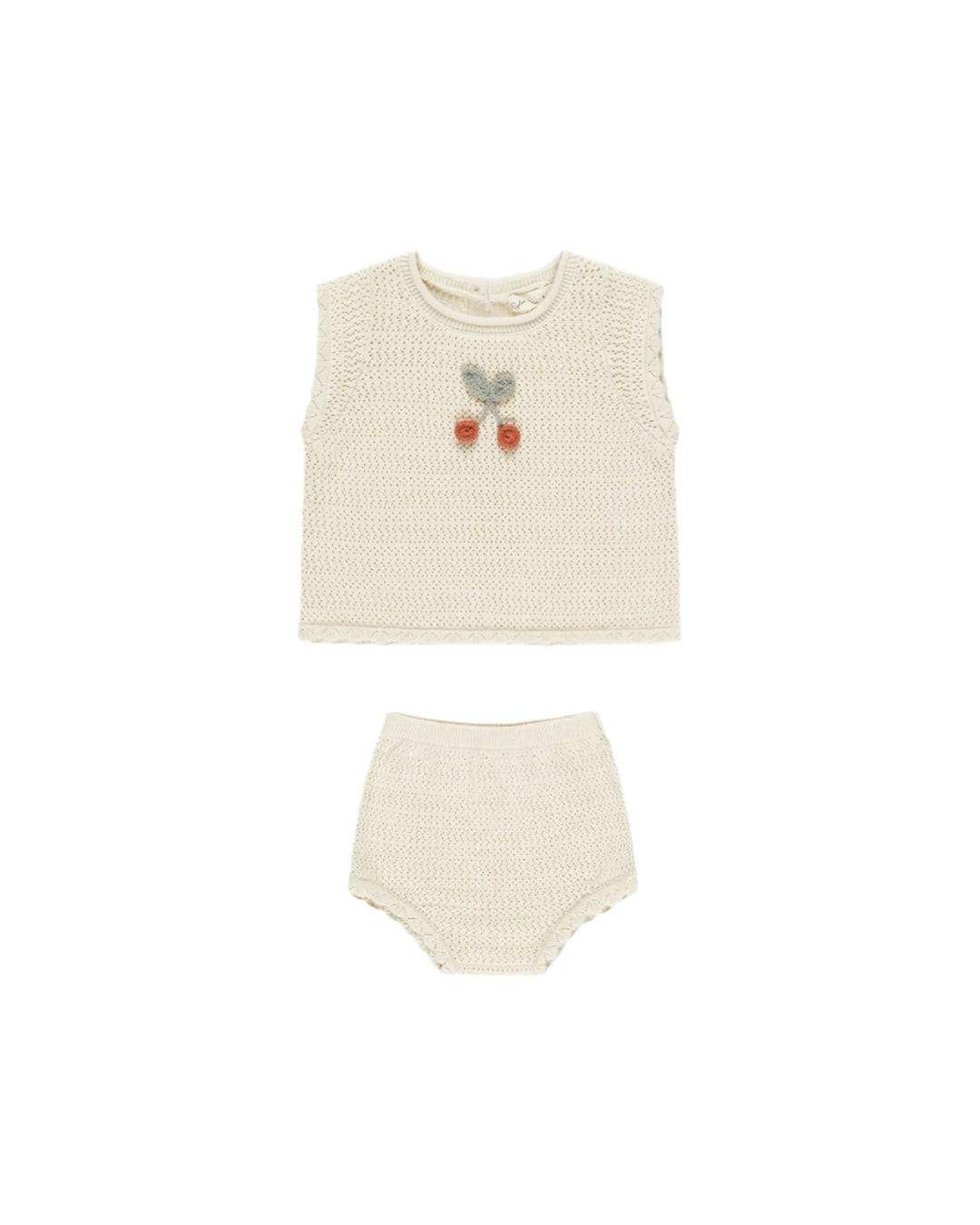 Rylee + Cru - Cherries Scallop Knit Baby Set