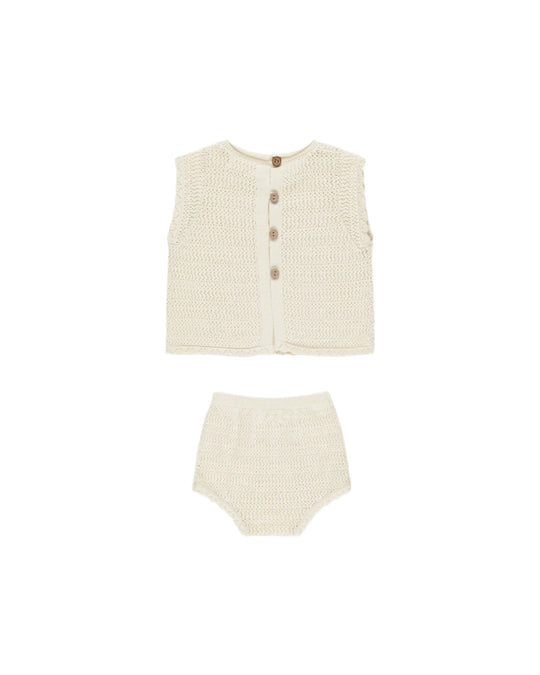Rylee + Cru - Cherries Scallop Knit Baby Set