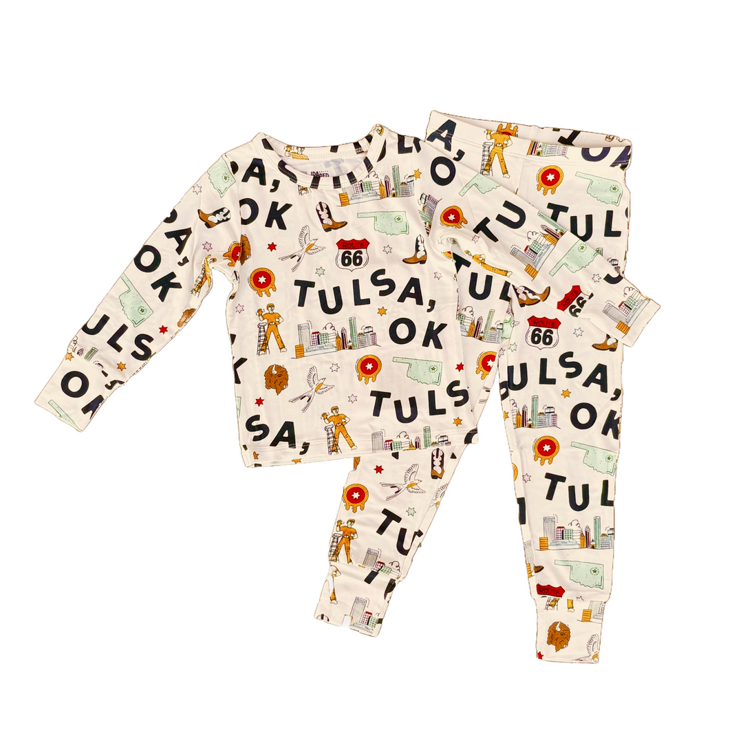 Tulsa Print Pajama Set - Ivory