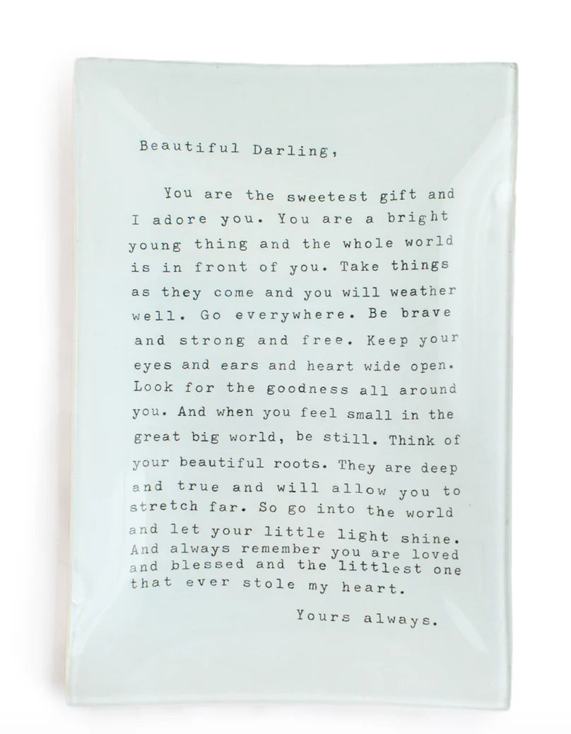 Beautiful Darling (Letter for Sophie) Rectangle Decoupage Plate