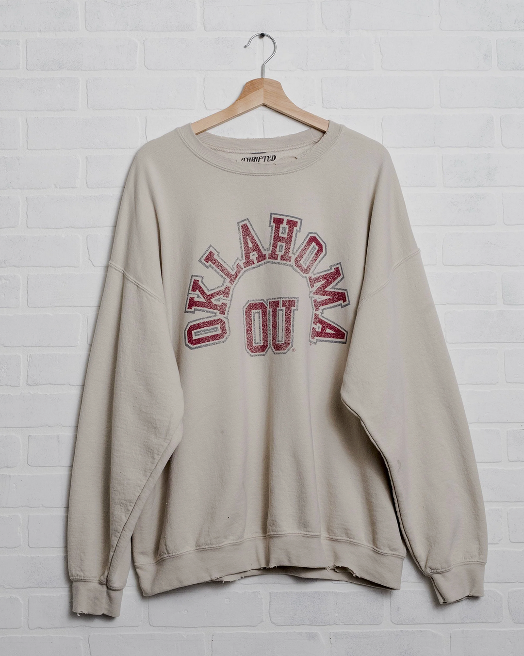 OU Oklahoma Sooners Mega Arch Sand Thrifted Sweatshirt