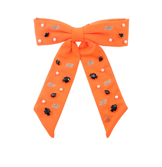 Orange OSU Bow Barrette