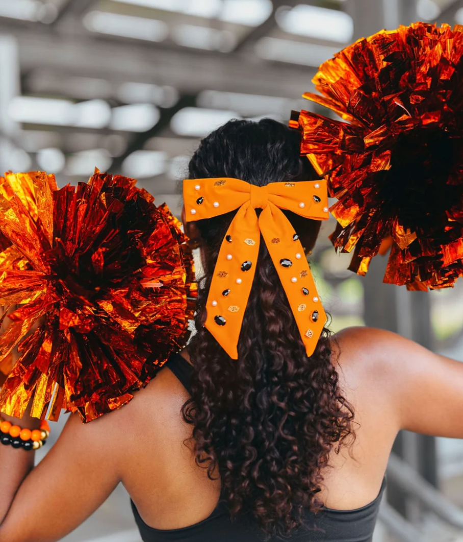 Orange OSU Bow Barrette