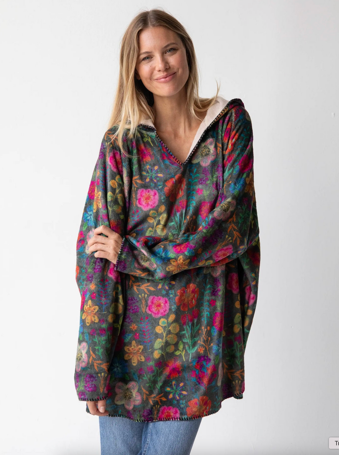 Cozy Blanket Hoodie - Rainbow Garden Black