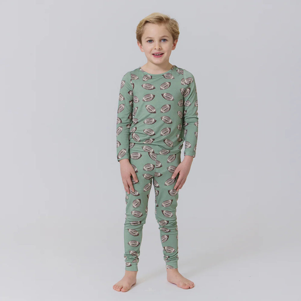 Pink Chicken -  Footballs Bamboo PJ Set