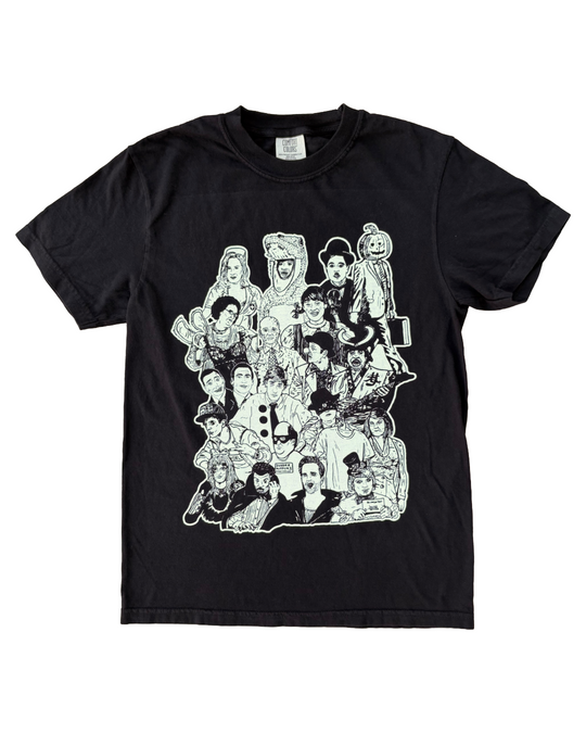 Halloween-themed The Office t-shirt featuring Dunder Mifflin crew in costumes, Passive Juice Motel design.