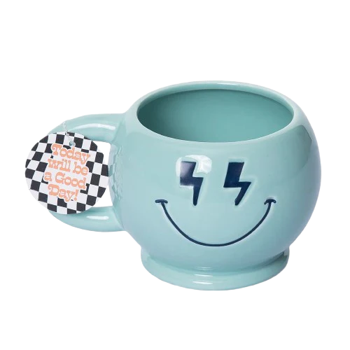 Blue Lightning Bolt Eye Smiley Mug