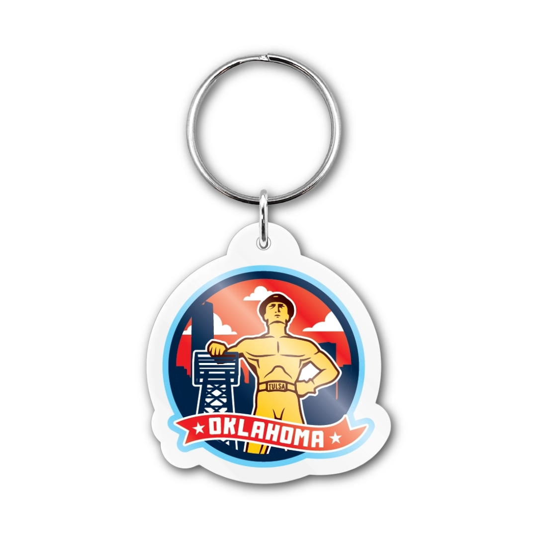 Oklahoma Golden Driller Clear Acrylic Keychain
