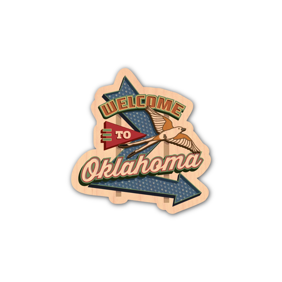 Welcome To Oklahoma Sign Mini Wooden Sticker