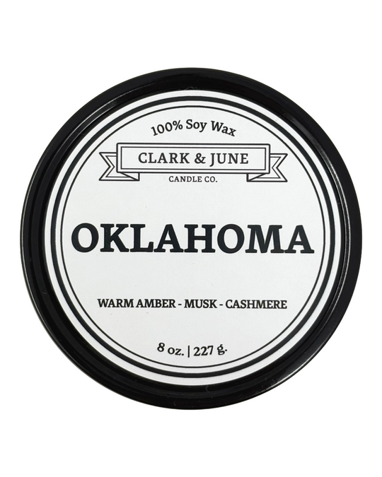 Oklahoma Warm Amber Musk Cashmere 8oz Candle
