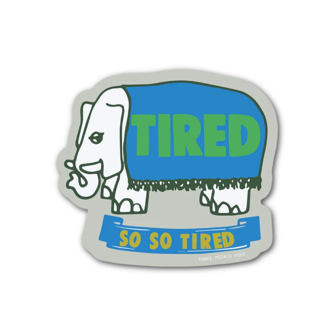 So So Tired Elephant Sticker