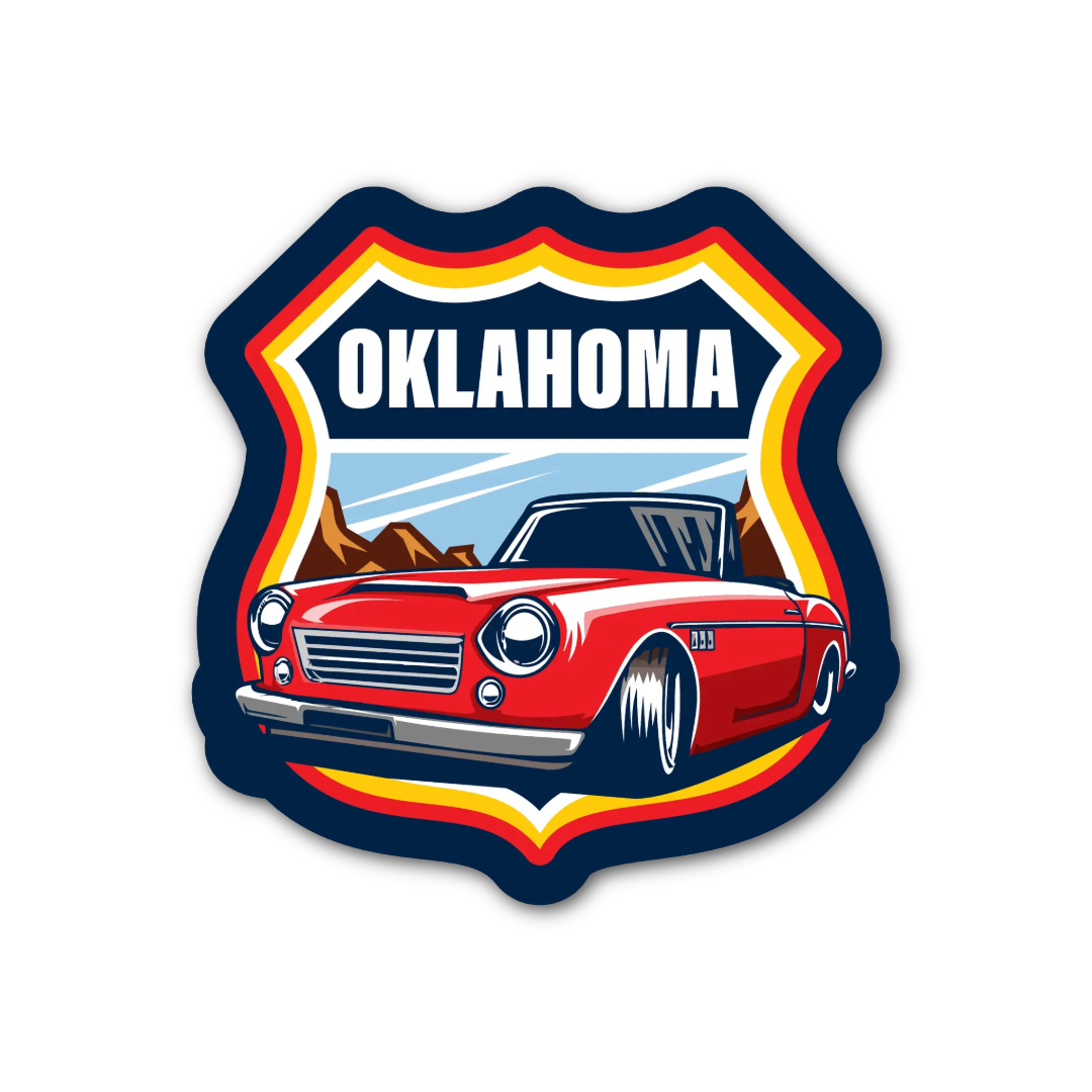 Oklahoma Route 66 Classic Car Vinyl Sticker