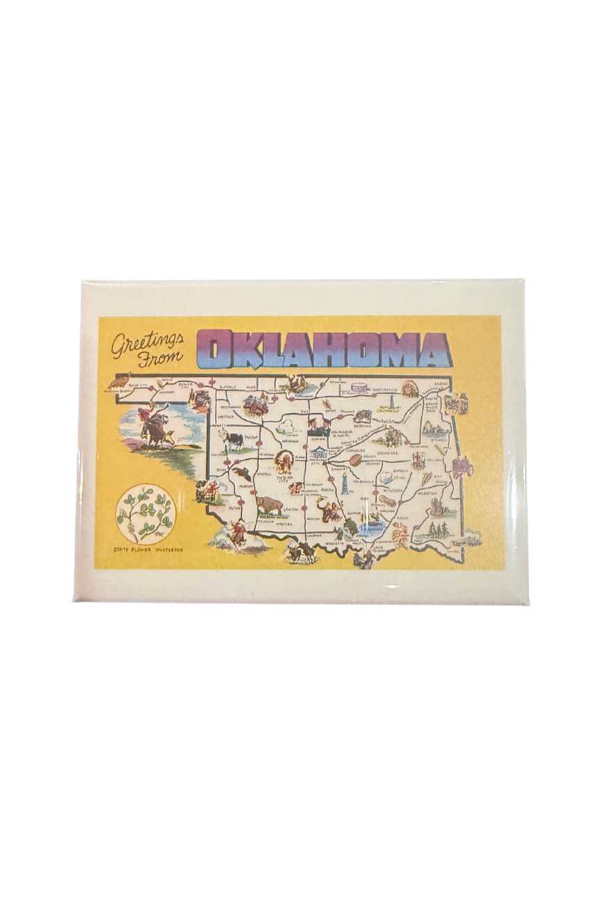 Greetings from Oklahoma Postcard Map Magnet