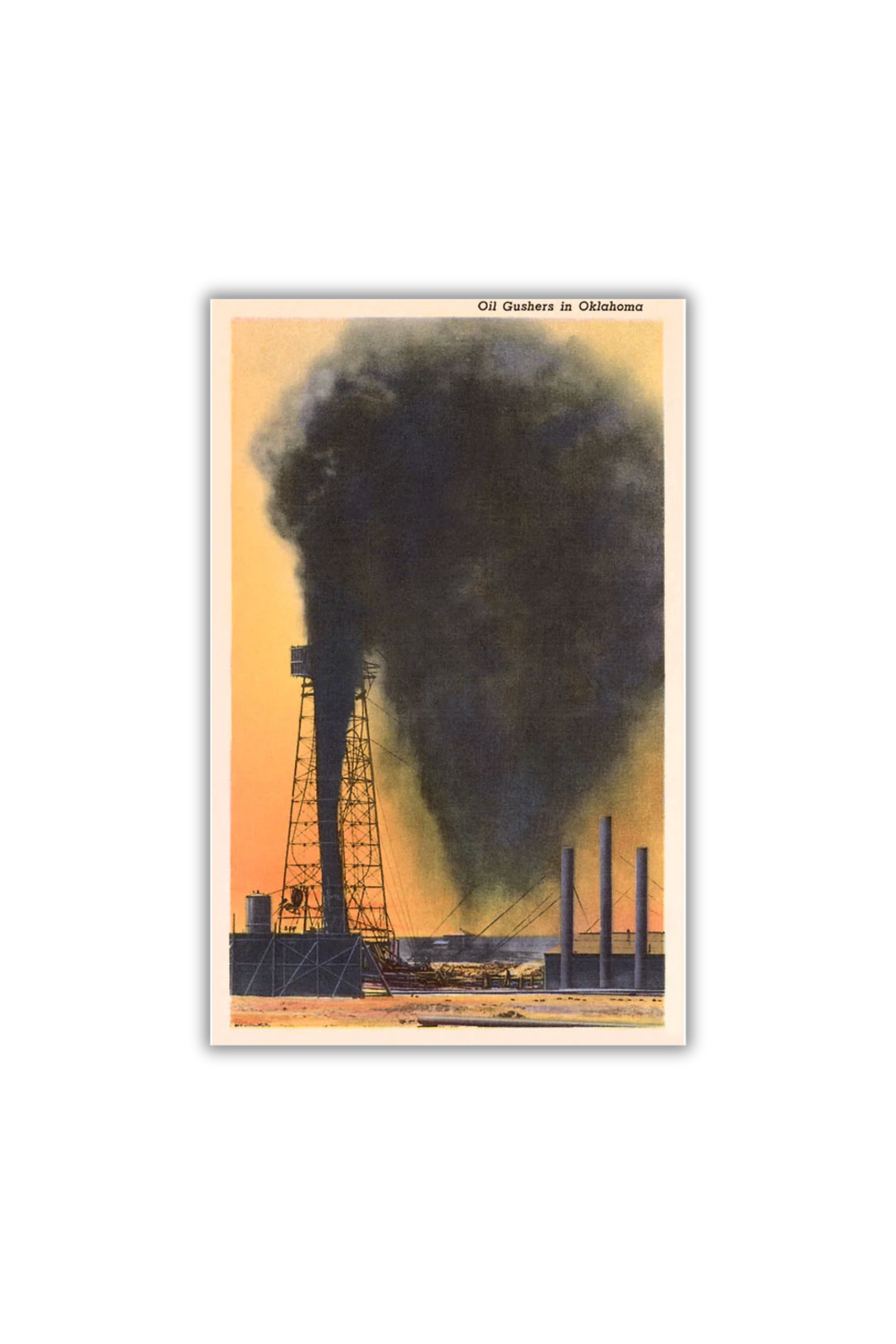 Oil Gushers in Oklahoma Postcard