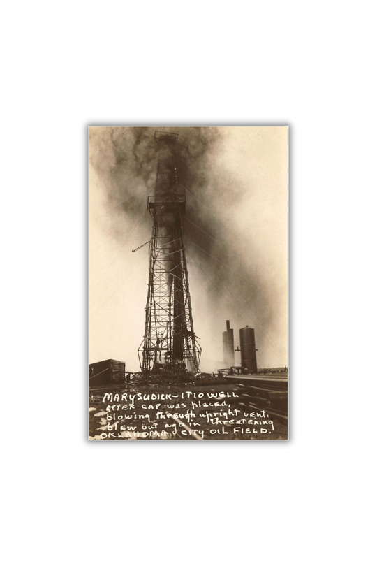 Spurting Oil Well Sepia Postcard