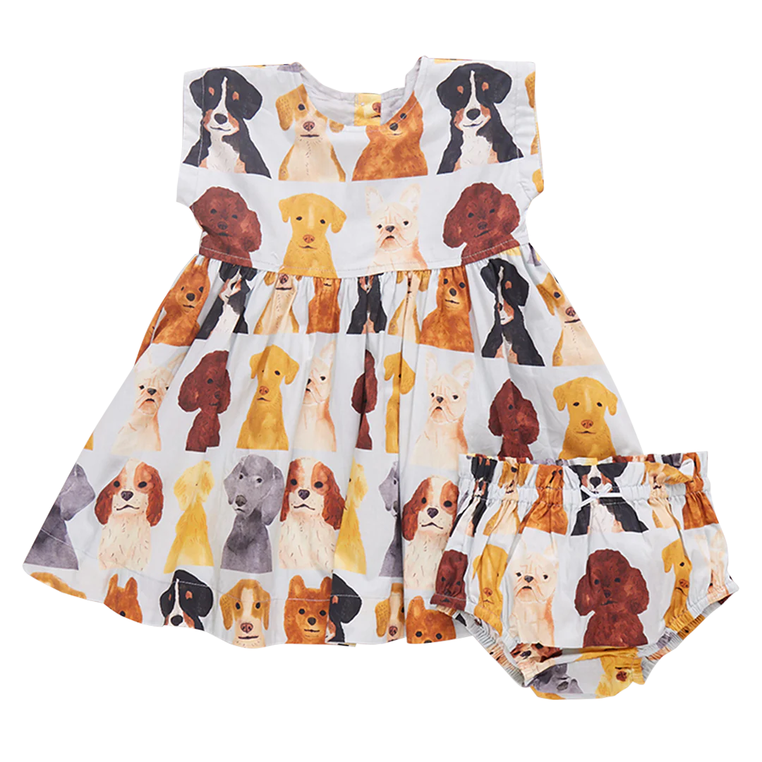 Pink Chicken - Watercolor Dogs Adaline Dress Set