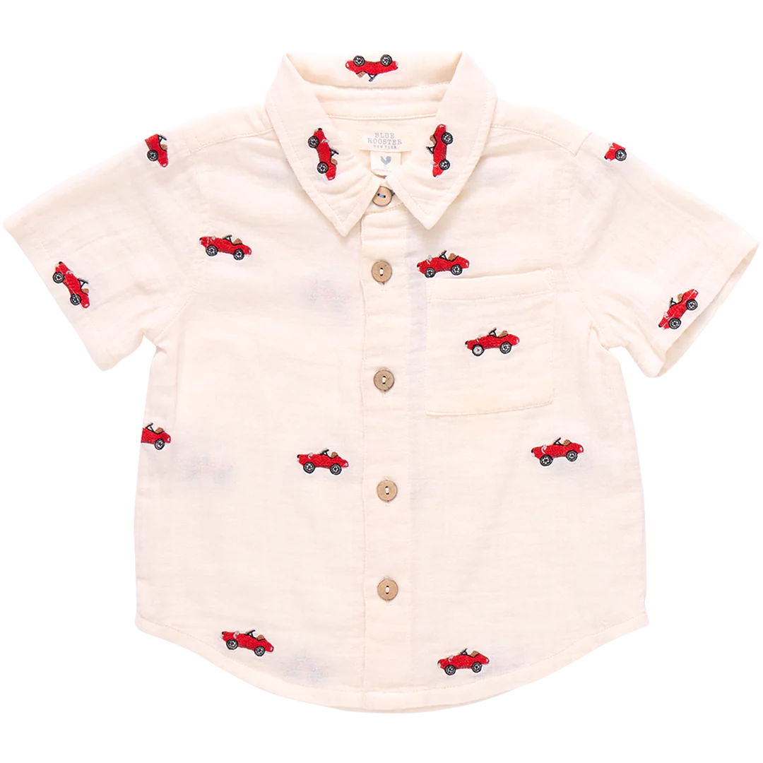 Pink Chicken - Vintage Car Embroidered Jack Shirt