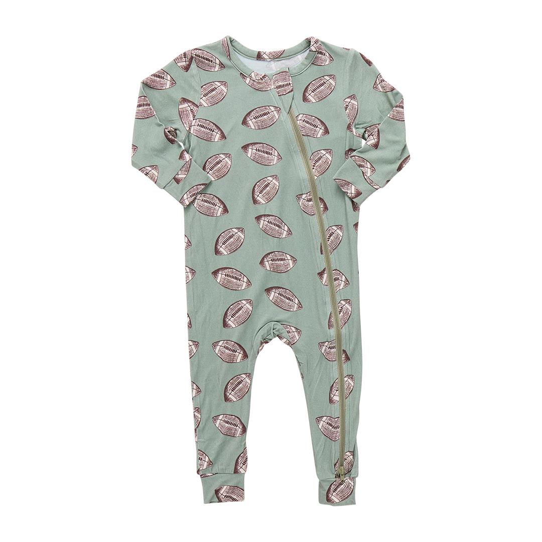 Pink Chicken -  Footballs Bamboo Romper