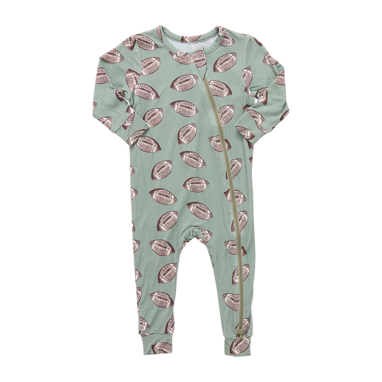 Pink Chicken -  Footballs Bamboo Romper