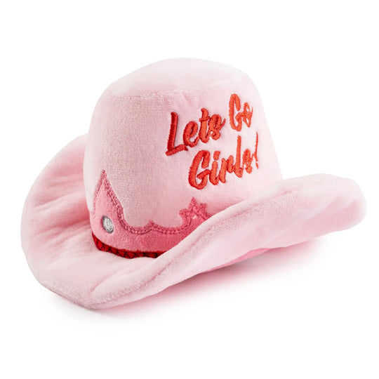 Pink Cowgirl Hat Squeaker Dog Toy