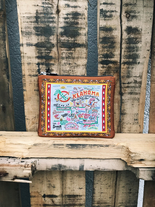 Oklahoma Embroidered Pouch