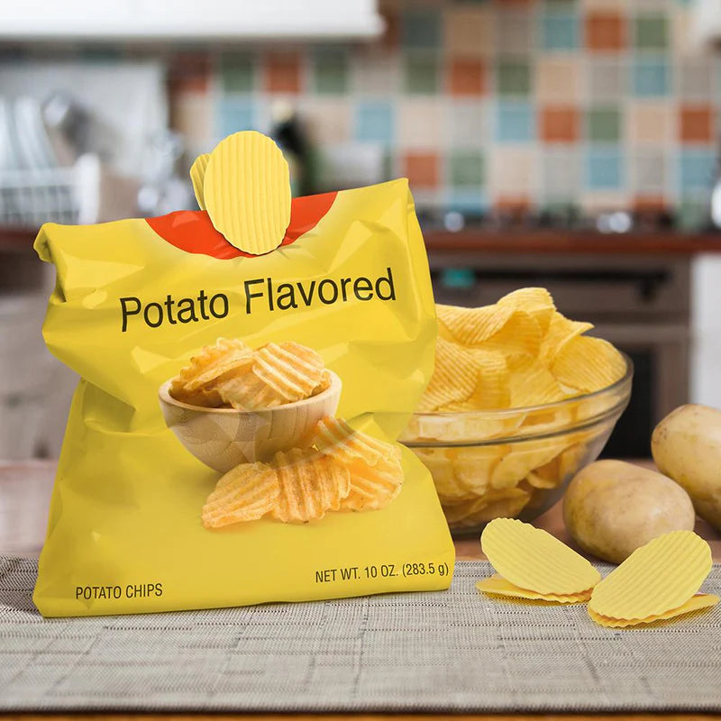 Colorful novelty items shaped like potato chip bags—set of 4 quirky gifts for snack fans