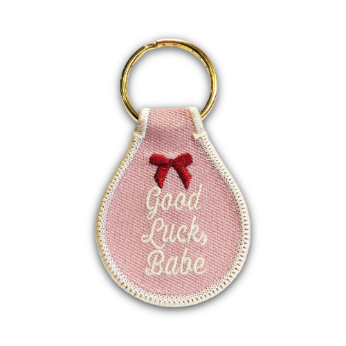 Good Luck Babe Bow Embroidered Keychain