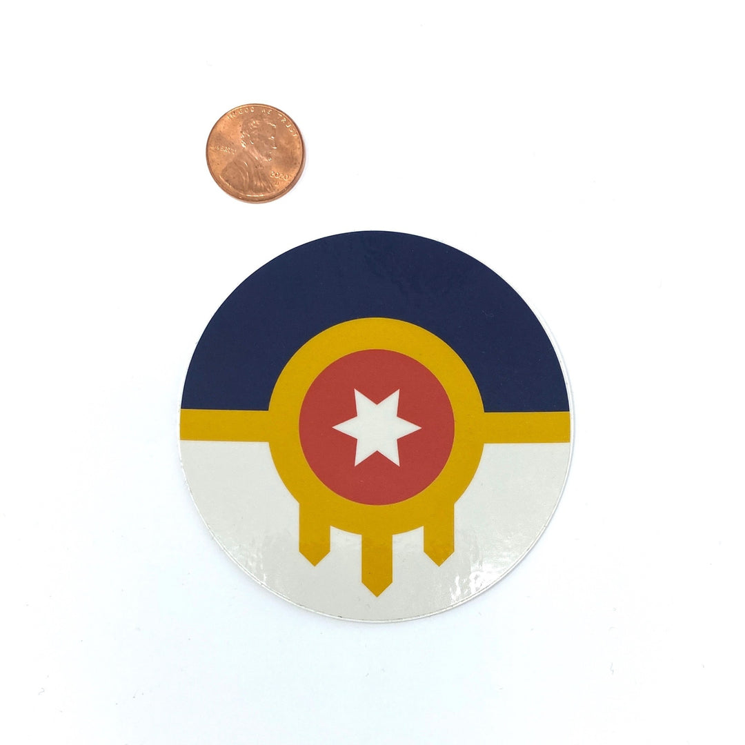 Tulsa Flag Round Sticker 3"