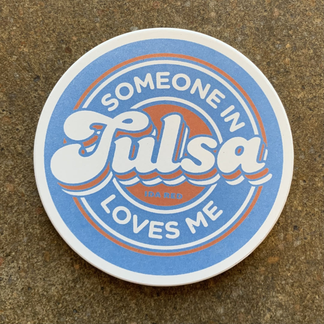 Someone in Tulsa Loves Me Coasters - Light Blue/Orange