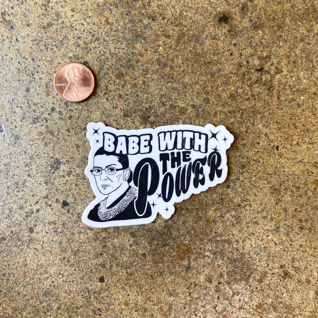RBG Babe With Power B&W Sticker
