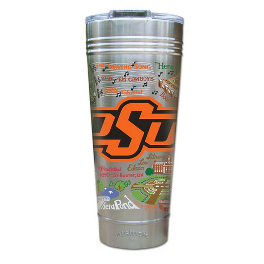 Oklahoma State University tumbler by CatStudio with hand-drawn design
