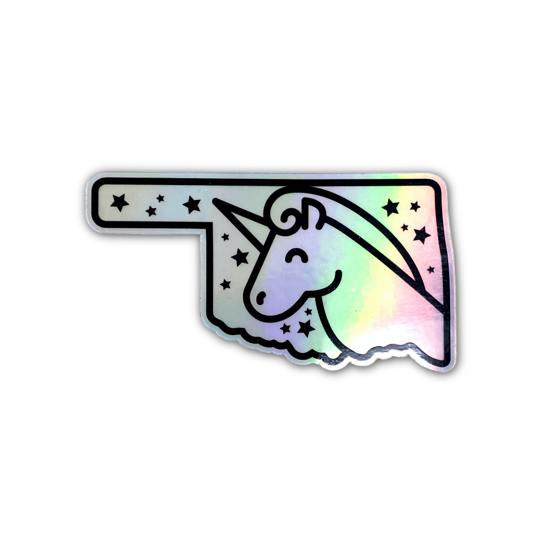 Oklahoma Holographic Unicorn Sticker