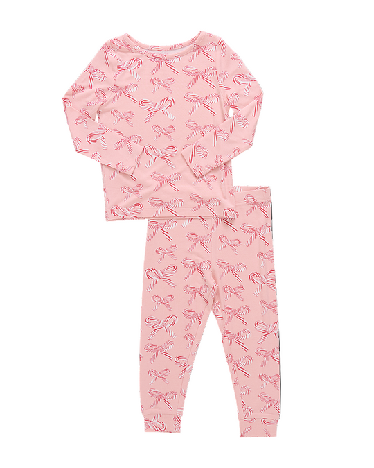 Pink Chicken - Candy Cane Bows Bamboo PJ set