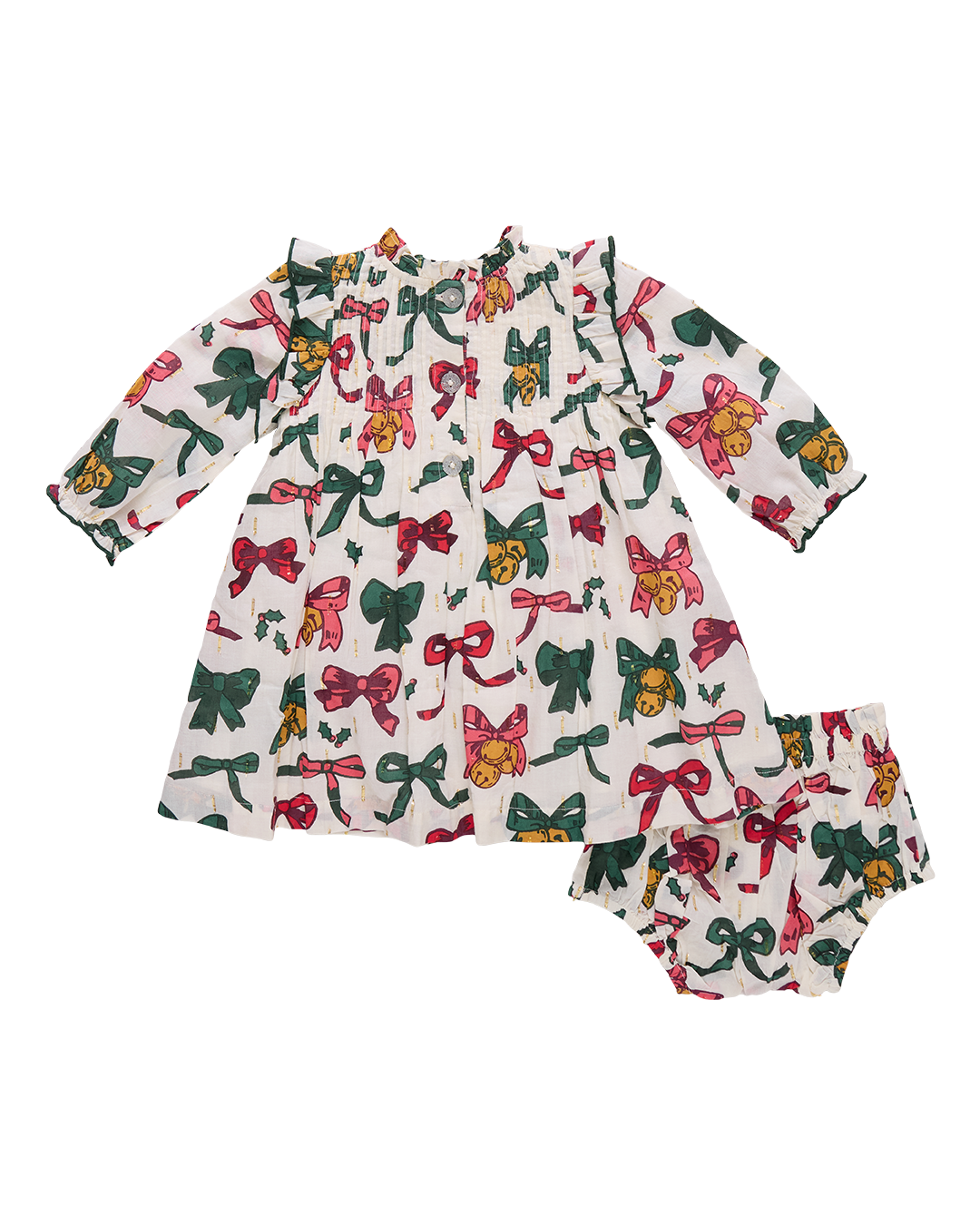 Pink Chicken - Christmas Bows & Bells Jaipur Dress Set