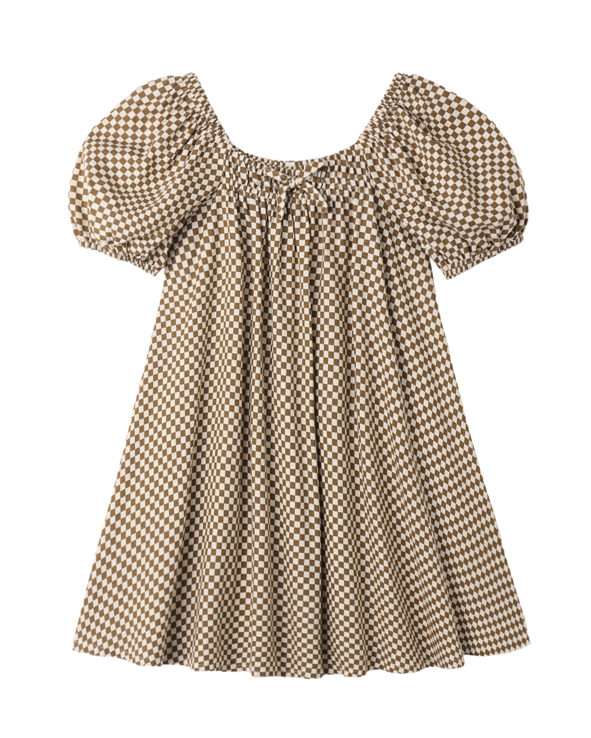 Sabrina Mini Dress Ocre Check 6-7Y